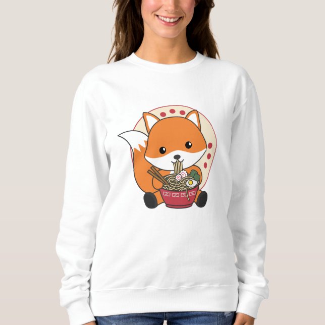 Fox som drivs av Ramen Cute Kawaii Foxes T Shirt (Framsida)