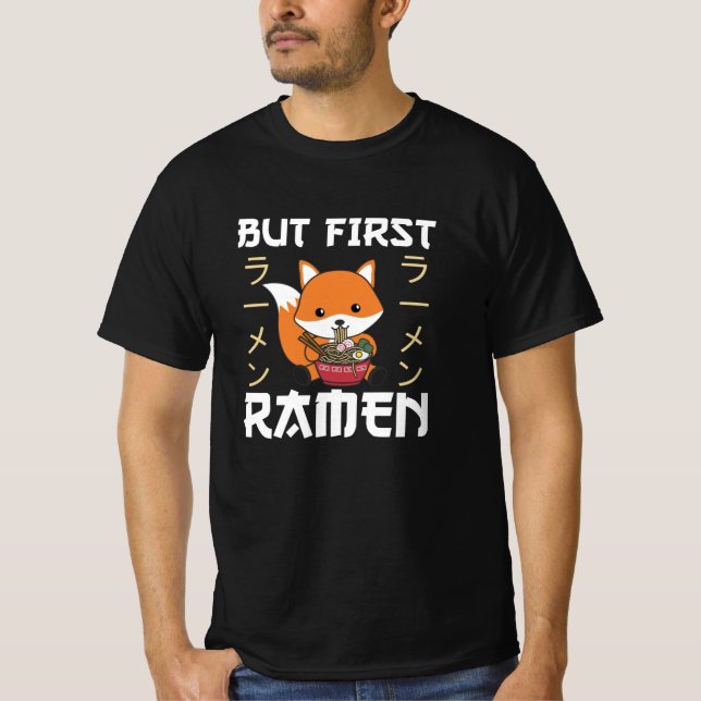 Fox som drivs av Ramen Cute Kawaii Foxes T Shirt (Framsida)