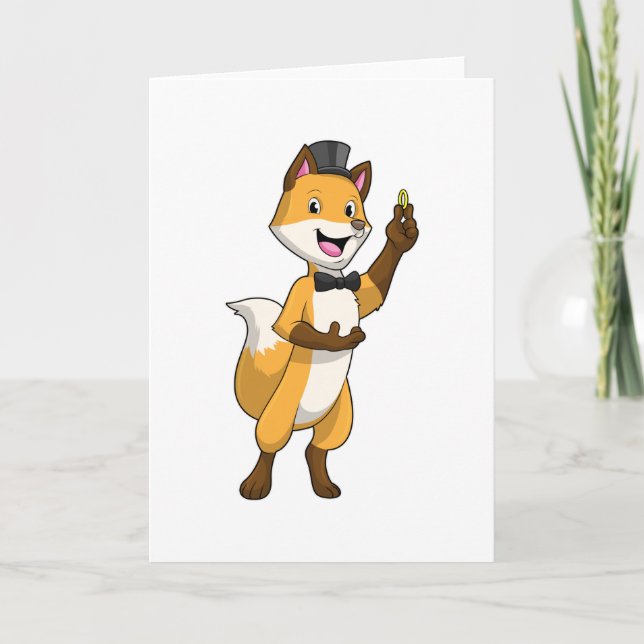 Fox som Groom med Bröllop ring Kort (Framsida)