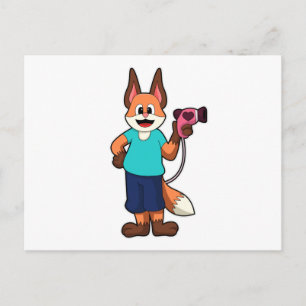 Fox som Hairdresser med Hairdryer Vykort