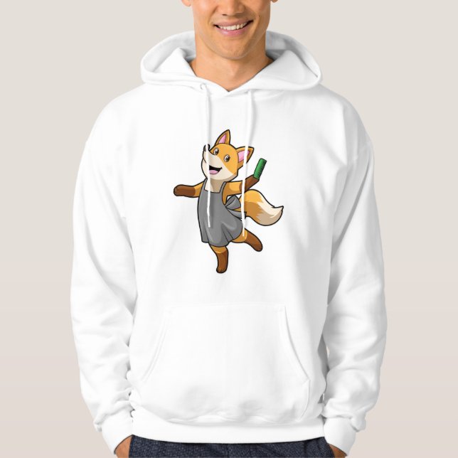 Fox som Hairdresser med saxar Hoodie (Framsida)