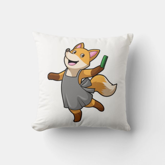 Fox som Hairdresser med saxar Kudde (Framsida)