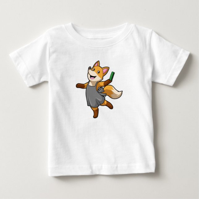 Fox som Hairdresser med saxar T Shirt (Framsida)