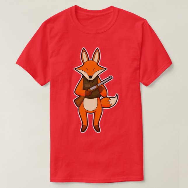 Fox som Hunter med Gun T Shirt (Design framsida)