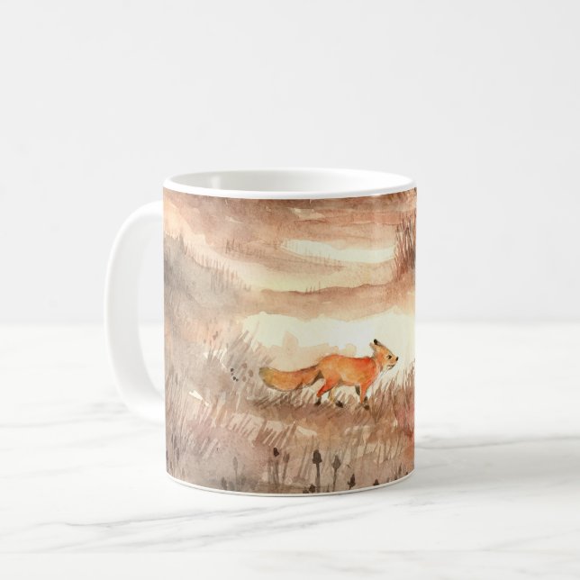 Fox som korsar Fält Kaffemugg (Framsida vänster)