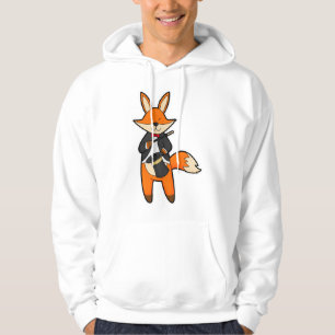 Fox som magiker med magiskt trollspö och hög hoodie