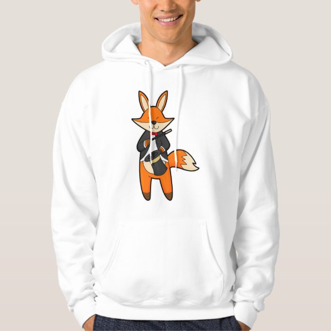 Fox som magiker med magiskt trollspö och hög hoodie (Framsida)