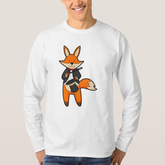 Fox som magiker med magiskt trollspö och hög t shirt (Framsida)