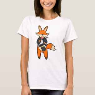 Fox som magiker med magiskt trollspö och hög t shirt