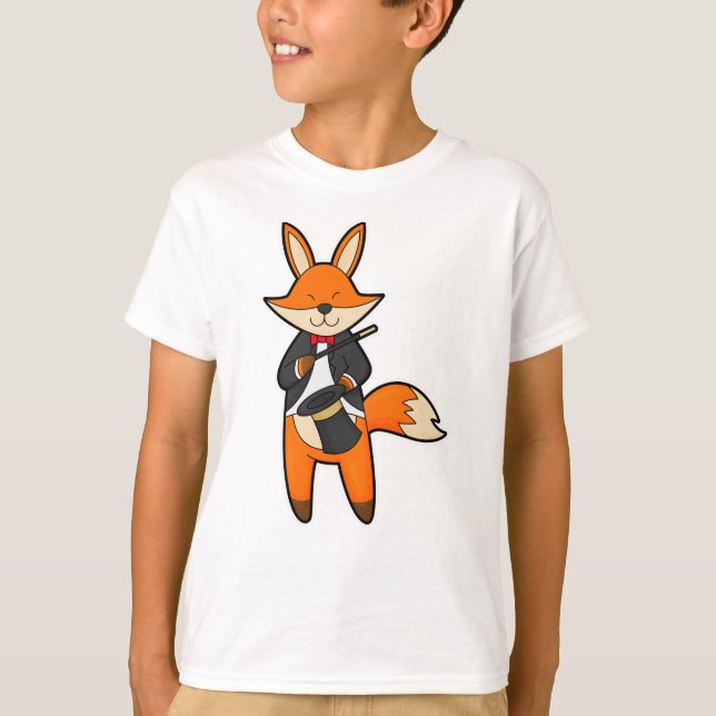 Fox som magiker med magiskt trollspö och hög t shirt (Framsida)