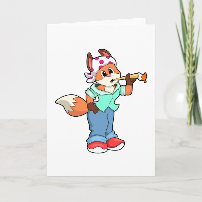 Fox som målare med pensel och Färg Kort (Framsida)