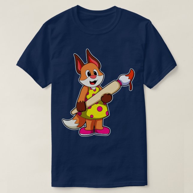 Fox som målarfärg med penselfärg t shirt (Design framsida)