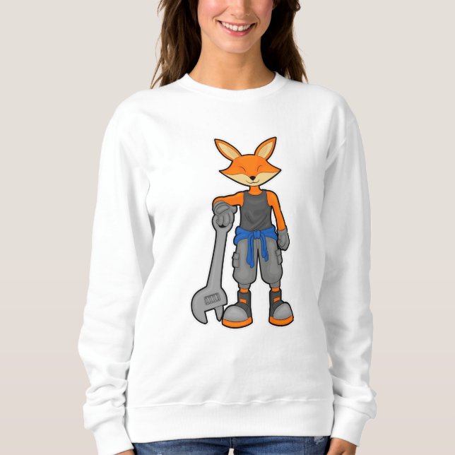 Fox som mekanisk med Spanner T Shirt (Framsida)