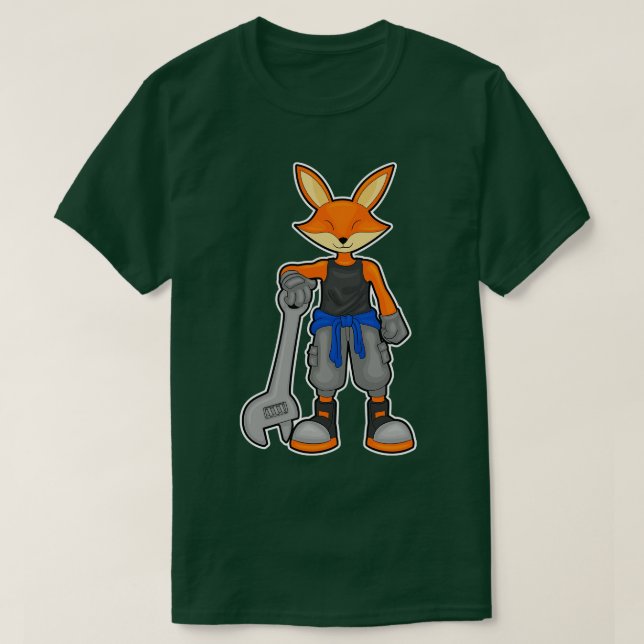 Fox som mekanisk med Spanner T Shirt (Design framsida)