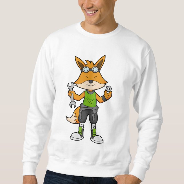 Fox som mekanisk med Wrench & Nöt Lång Ärmad Tröja (Framsida)