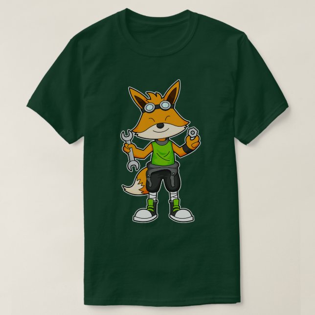 Fox som mekanisk med Wrench Nöt T Shirt (Design framsida)
