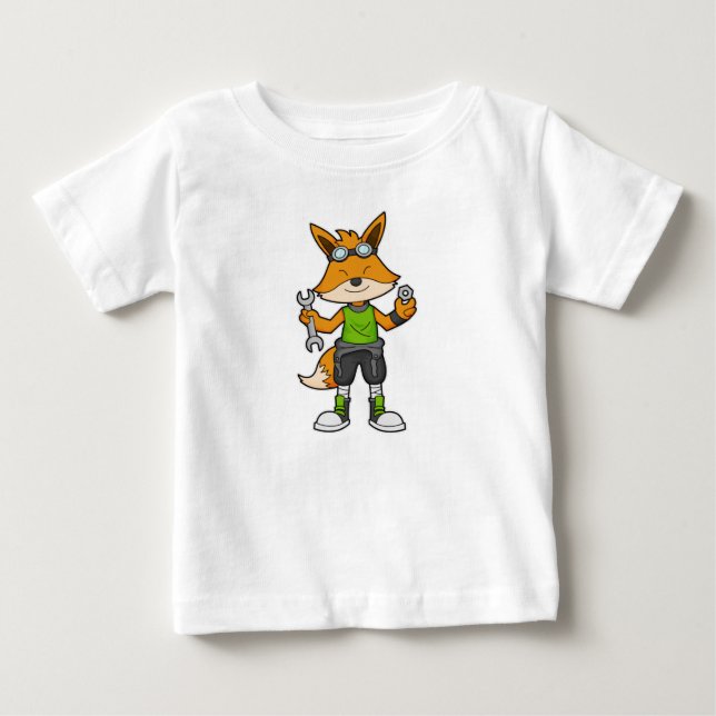 Fox som mekanisk med Wrench & Nöt T Shirt (Framsida)