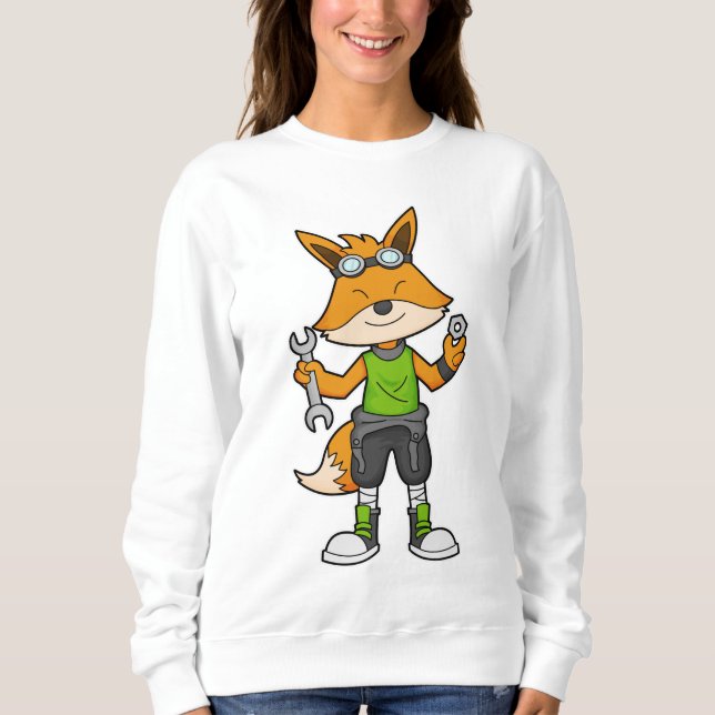 Fox som mekanisk med Wrench & Nöt T Shirt (Framsida)