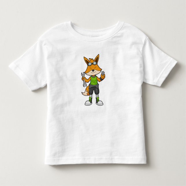 Fox som mekanisk med Wrench & Nöt T Shirt (Framsida)