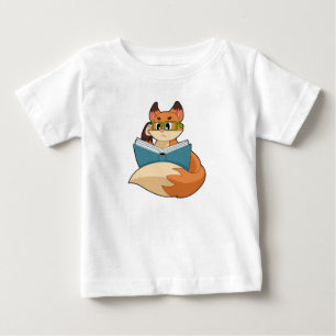 Fox som nerd med Bok och glas T Shirt