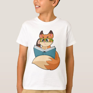 Fox som nerd med Bok och glas T Shirt