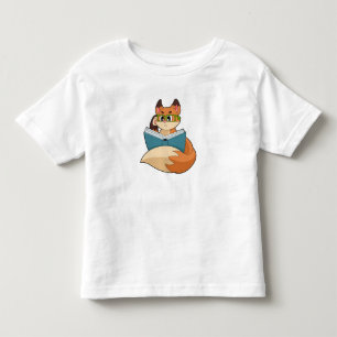 Fox som nerd med Bok och glas T Shirt