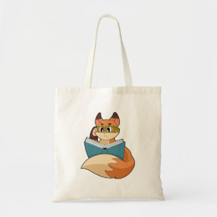 Fox som nerd med Bok och glas Tygkasse