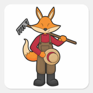 Fox som odlare med kummel och hatt fyrkantigt klistermärke