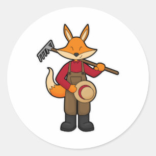 Fox som odlare med kummel och hatt runt klistermärke