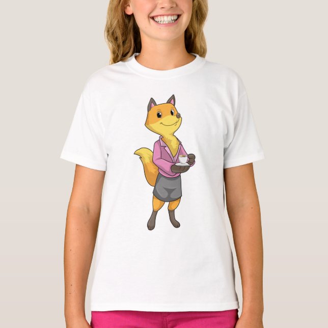 Fox som sekreterare för Kaffe Kopp T Shirt (Framsida)