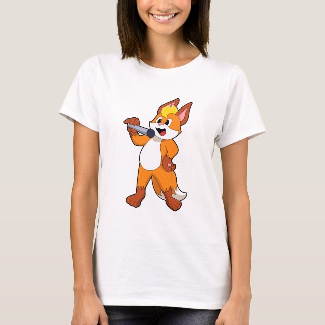Fox som Singer med mikrofon T Shirt (Framsida)