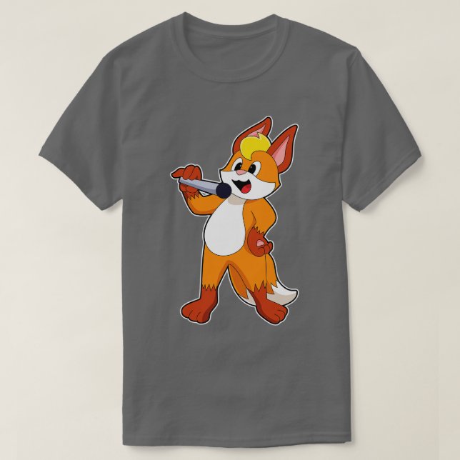 Fox som Singer med mikrofon T Shirt (Design framsida)