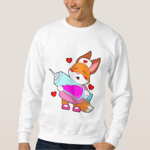 Fox som sjuksköterska med spruta lång ärmad tröja