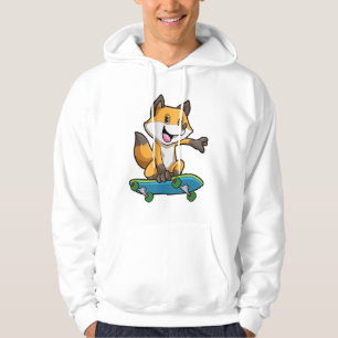 Fox som Skater med Skateboard Hoodie