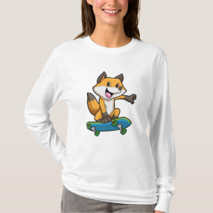 Fox som Skater med Skateboard T Shirt