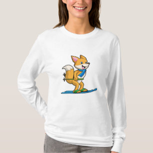 Fox som Skier med ski- och skidpoler T Shirt