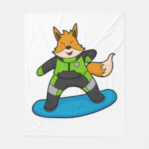 Fox som Snowboarder med snurrbord Fleecefilt