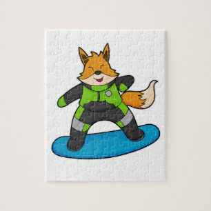 Fox som Snowboarder med snurrbord Pussel