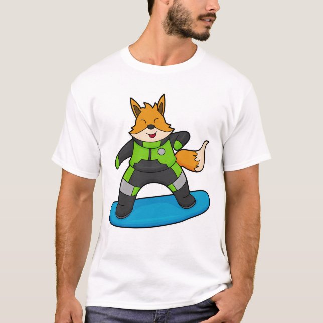 Fox som Snowboarder med snurrbord T Shirt (Framsida)