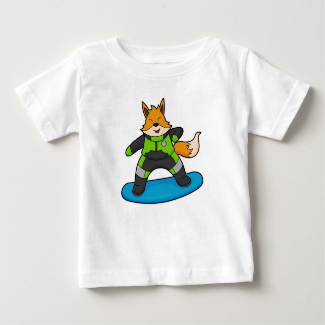 Fox som Snowboarder med snurrbord T Shirt (Framsida)