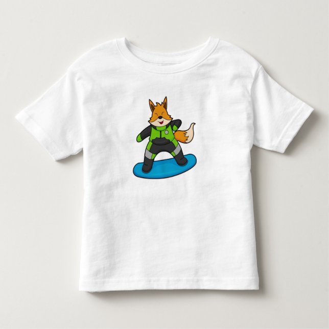 Fox som Snowboarder med snurrbord T Shirt (Framsida)