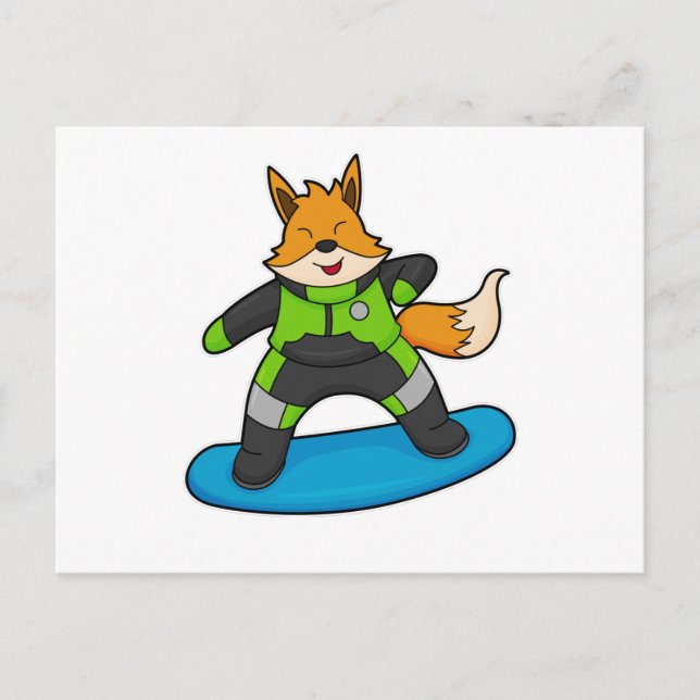 Fox som Snowboarder med snurrbord Vykort (Framsida)