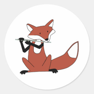 Fox som spelar Flute Runt Klistermärke