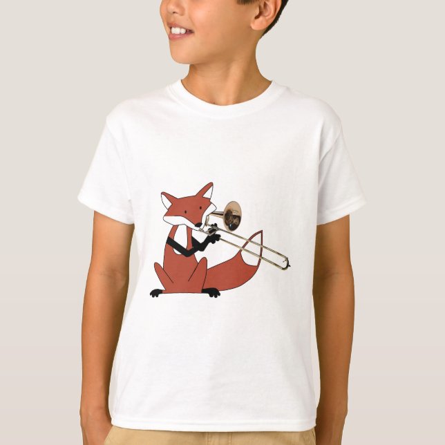 Fox som spelar trombone t-shirt (Framsida)