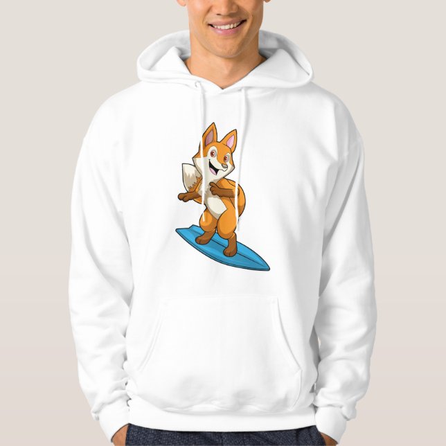 Fox som Surfer med ytskiva Hoodie (Framsida)