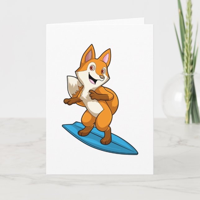 Fox som Surfer med ytskiva Kort (Framsida)