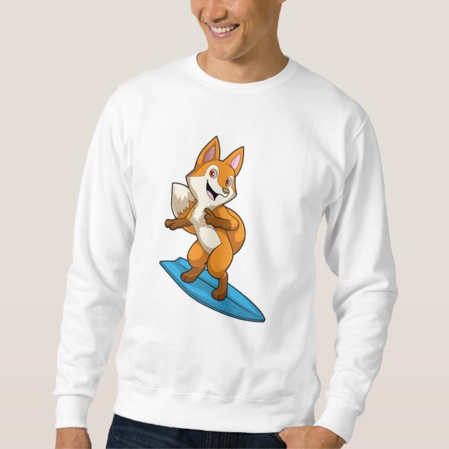 Fox som Surfer med ytskiva Lång Ärmad Tröja (Framsida)