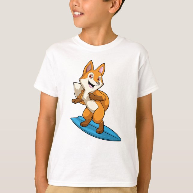 Fox som Surfer med ytskiva T Shirt (Framsida)