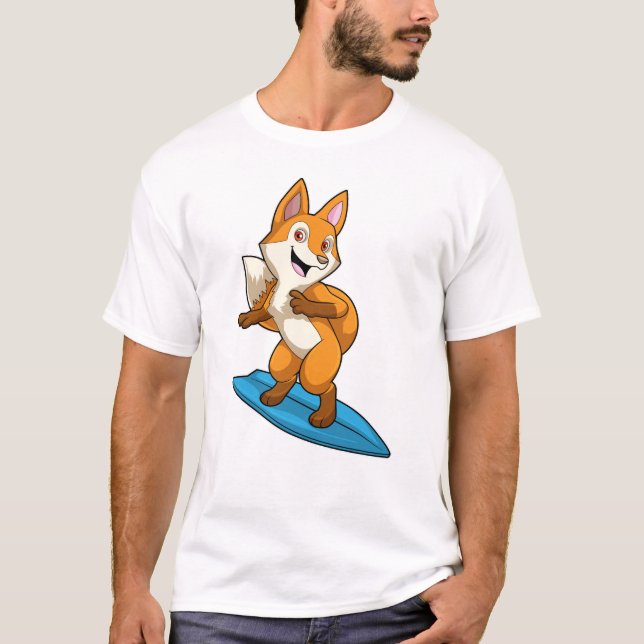 Fox som Surfer med ytskiva T Shirt (Framsida)