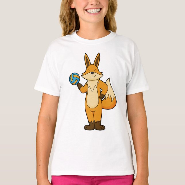 Fox som Volleyball-spelare med Volleyball T Shirt (Framsida)